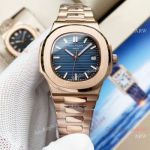 Swiss Quality AAA Grade Watches Patek Philippe Nautilus Citizen 8215 Rose Gold Blue Replica Watches